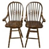 Pair of Late 20th Century Oak Barstools