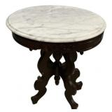 Pair of Dark Walnut Oval Table25"h., 25"w