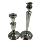 Two Sterling Weighted Candle Holders