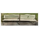 Two Wood and Iron Outdoor Benches
