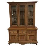 Late 20th Century Pine Hutch/China Cabinet 84"h.,