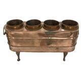 copper and brass quadruple pot warming dish or pla
