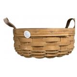 Longaberger Leather Handle Basket 10"dia