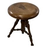 Victorian Style adjustable piano stool 18"h., 14"