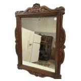 33"h., 24"w Walnut Wood Mirror