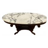 Victorian Mid Century Oval Marble Coffee Table 18"