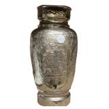 12" Metal  repousse design Vase