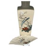 14" China JAY Japan Vase Two Birds on Tree Branch