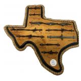 Texas shaped barbed wire display 13"w