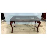 Chinese Chippendale Glass Top Dining Table 29"h.,
