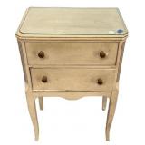 Painted French Two Drawer Nightstand 27"h., 18"w
