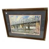 Signed The Bridges 204/1000 Framed Print 26"h., 3