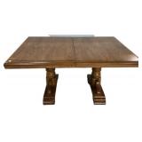 30"h,. 62"l, 42"w Oak Double Pedestal Table