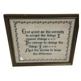 16"h., 18"w Needlepoint Sampler