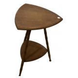 Oak Triangle Two Side Table 29"h., 18"w