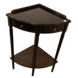 Bombay  mahogany corner accent table 30"h., 23"w