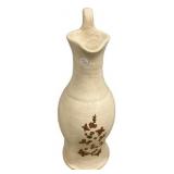 23" Hand Crafted Pottery Floral Ewer