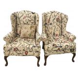 Pair of Wing Back Queen Anne Chairs