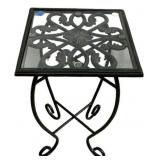23"h., 14"w Glass Inset Patio Side Table