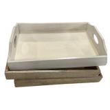Three Home Goods Wood Trays 19"