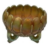 Northwood Aqua Opal Leaf and Beads Rosebowl Bowl 4