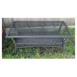 Metal Outdoor Glass Patio Coffee Table