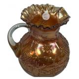 Dugan Carvnival Glass Pumpkin Floral and Grape Wat