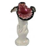 11"h Fenton Glass Crest Rose Iridescent Hand Vase