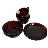 Anchor Hocking Bubble Ruby Red Bowls, Plates, and