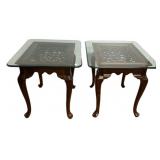 24"h., 24"w Two Glass Top Side Table