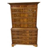 68"h., 41"w., 22" Georgian style burr walnut ch