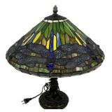 Tiffany Style Dragonfly Stained Glass Lamp 18"h