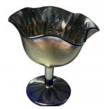 4" Carnival Blue Stem Compote