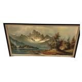 28"h., 51"w Wilmer Winde Mountain Peaks vintage