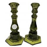 8" Moss Green US Emblems Candlesticks