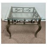 Glass and Metal Lamp Table 20"h. 27"w