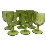 8 Bartlett Collins Green Thumbprint vintage goblet