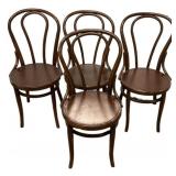 Four Thonet-style bentwood bistro chairs