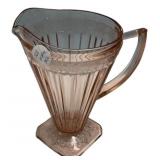 8"h Jeannette Depression Pink Glass Pitcher