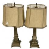 28"h Pair of Column Footed Table Lamp