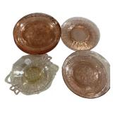 Pink and Green Depression Glassware