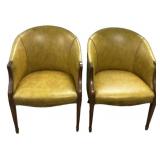 Pair of Green leather tub chairs