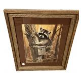 23"h., 19"w L R Kaatz Raccoon Print