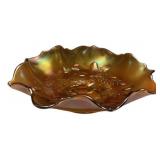 Fenton 1917 Iridescent Marigold Acorn Bowl 7 1/2"