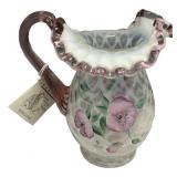 Fenton Art Glass Pitcher Opalescent Pink 7"