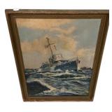 Knecht 1944 Ship Painting on Canvas