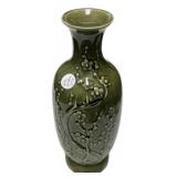 Celadon green porcelain vase 12"