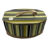 Striped fabric sewing basket box