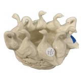 Signed Holland Mold Circle of Geese ceramic decora
