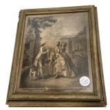 Antique Jewelry Dresser Box La Promenade Scene